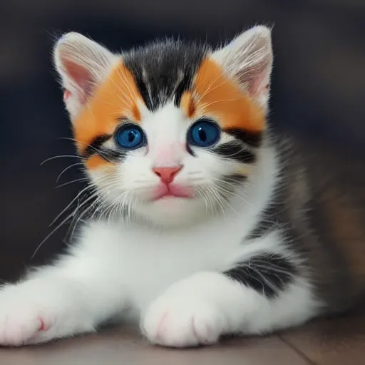 Calico Cat with Blue Eyes 